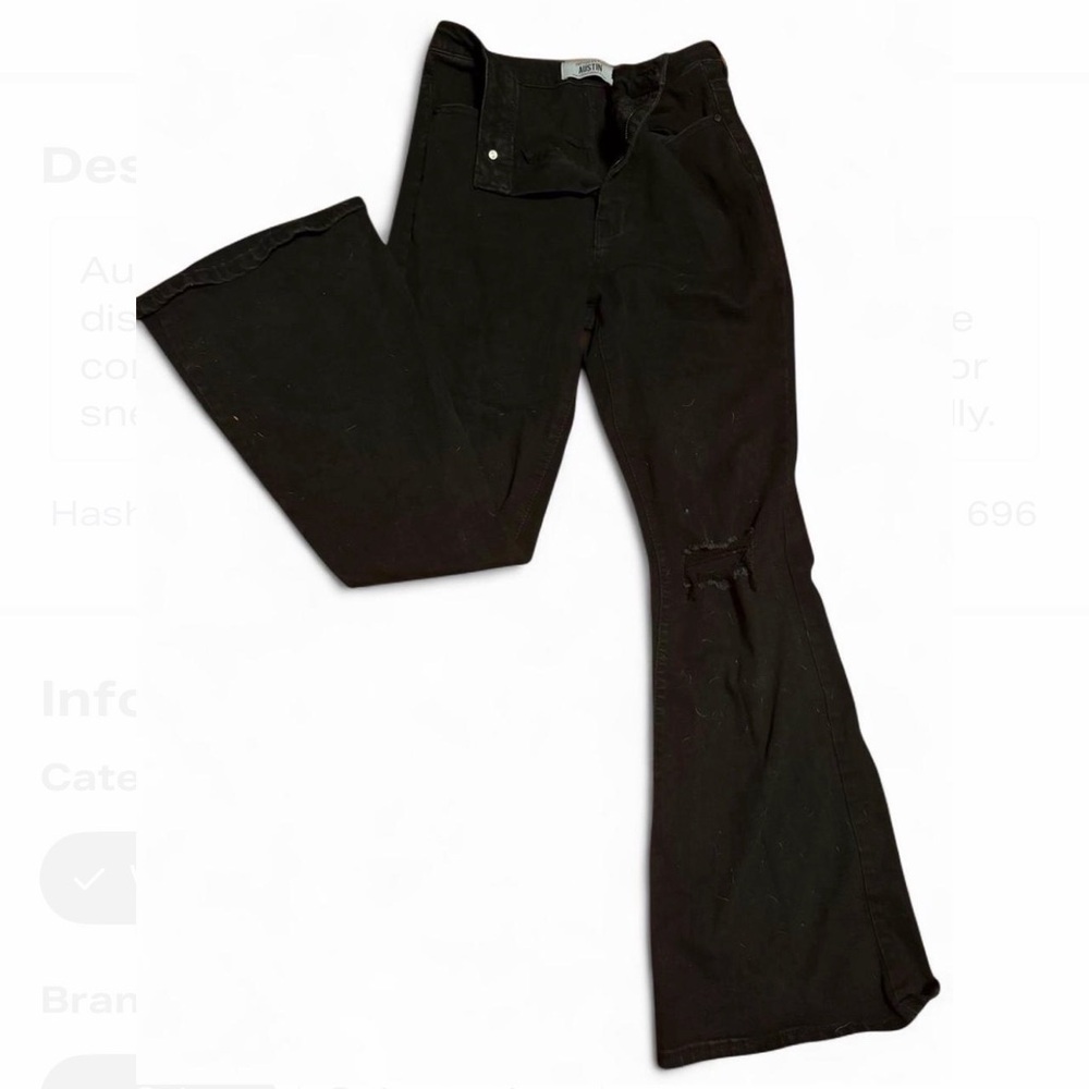 Black Flared Jeans, Ripped Knee detailing